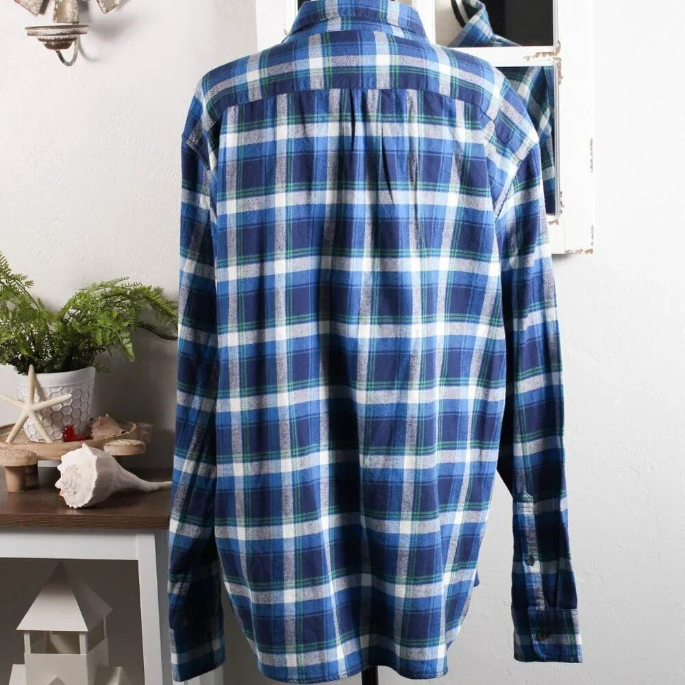J. Crew Men's Midweight Flannel Shirt in Antique Navy Plaid - NWT - XXL